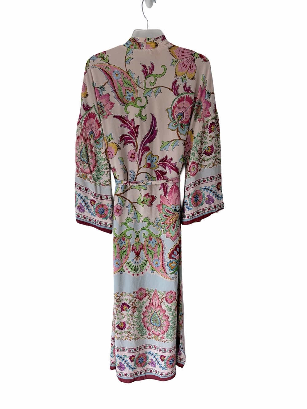 Zara Blush Pink Open Floral Belted Kimono Robe Duster size XS Side Slits - Picture 7 of 11